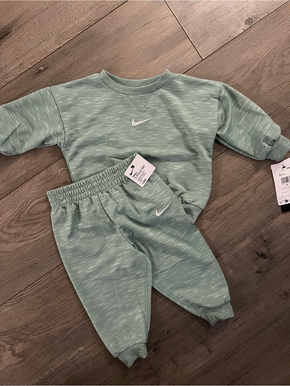 Nike Toddler Mint Green Heathered Sweatshirt & Joggers Set